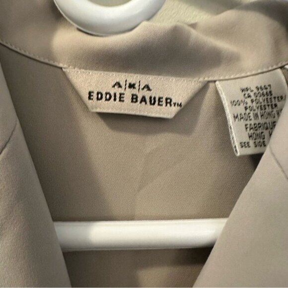 Eddie Bauer Vintage Taupe Button-Front Midi Shirt Dress Short Sleeve Size 8 - Picture 8 of 11